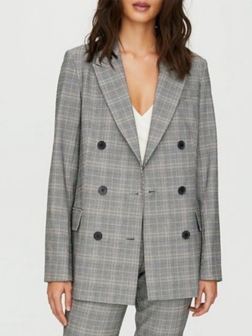NWOT Aritzia Babaton Samuel Blazer Size 2 Gray Black Plaid